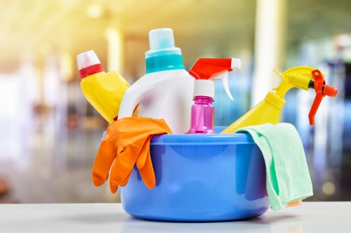 Office cleaning in a W1G commercial workspace with desks and reception area