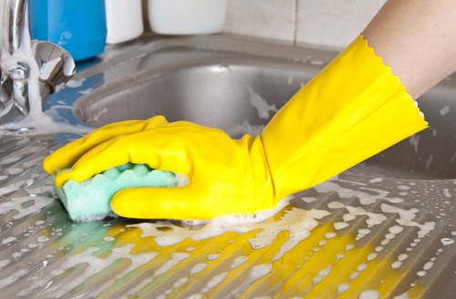 Kitchen and bathroom domestic cleaning in a central London property
