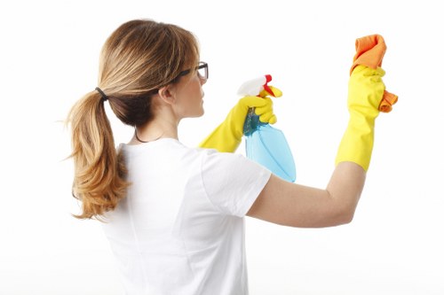 Cleaning team working in a W1G apartment building with access considerations